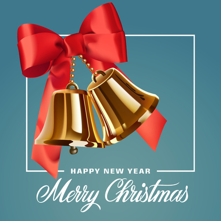 Merry Christmas Lettering with Bellsのイラスト素材