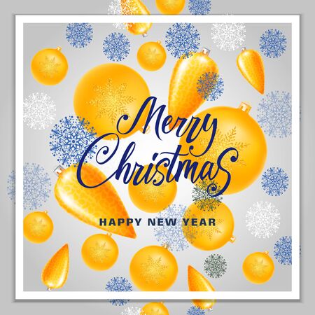 New Year and Merry Christmas Letteringのイラスト素材