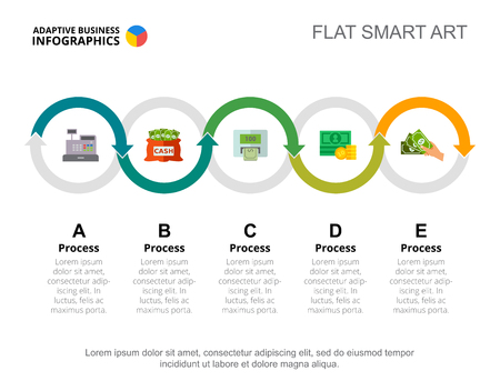 Five Processes Workflow Slide Templateのイラスト素材