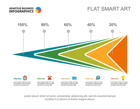 Five steps growth percentage chart. Business data. Report, review, design. Creative concept for infographic, templates, presentation. Can be used for topics like research, accounting, analysis.のイラスト素材