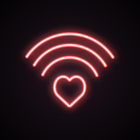 Neon heart wi-fi iconのイラスト素材