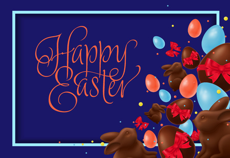 Happy Easter lettering with sweet foodのイラスト素材