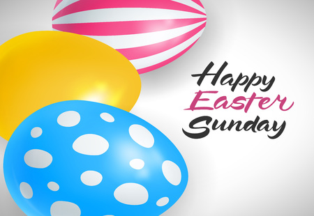 Easter Sunday Lettering with Colored Eggsのイラスト素材
