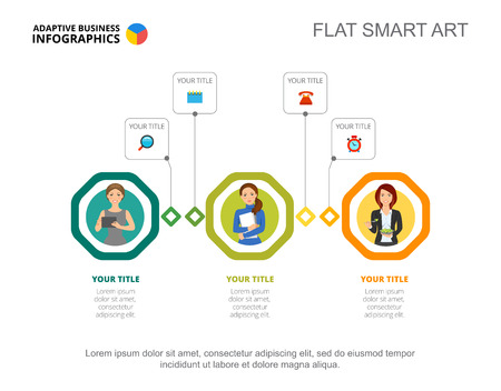 Three employees workflow slide templateのイラスト素材