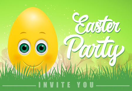 Easter party invite lettering with carton eggのイラスト素材