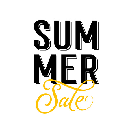 Summer sale seasonal poster template. Calligraphic lettering can be used for leaflets, signs, banners.のイラスト素材