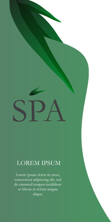 Spa lettering on vertical banner. Modern vertical background with arc-shaped line between segments. Illustration with lettering can be used for flyers, posters and leafletsのイラスト素材