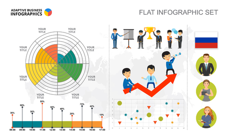 Management pie, scatter and bar charts template for presentation. Business data. Abstract elements of diagram, graphic. Company, analysis, management or marketing creative concept for infographic.のイラスト素材
