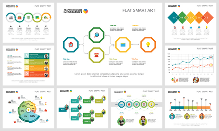 Colorful statistics or training concept infographic charts set. Business design elements for presentation slide templates. For corporate report, advertising, leaflet layout and poster design.のイラスト素材
