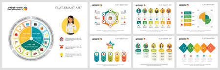 Colorful infochart diagrams set for presentation slide templates. Business design elements. Marketing concept can be used for annual report, advertising, flyer layout and banner design.のイラスト素材