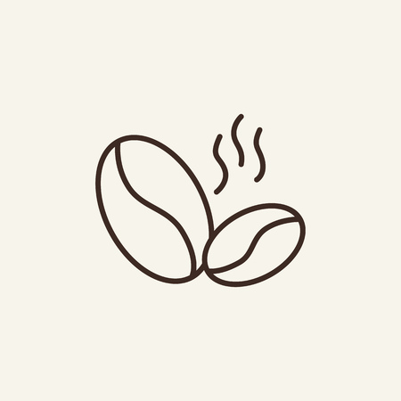 Coffee bean line icon. Two beans on white background. Vector illustration can be used for topics like food, market, natural productのイラスト素材