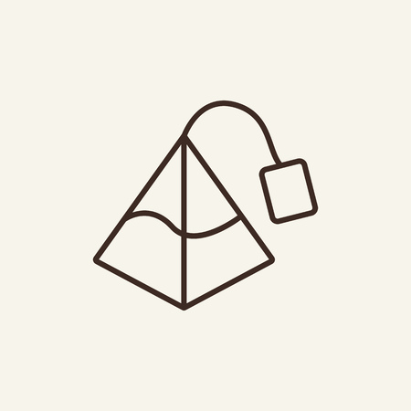 Pyramid tea bag line icon. Triangle paper tea bag on white background. Food concept. Vector illustration can be used for topics like food, kitchen, cafeのイラスト素材