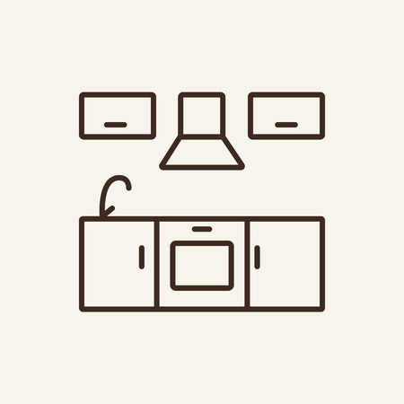 Kitchen line icon. Furniture on white background. Interior concept. Vector illustration can be used for topics like home, cafe, barのイラスト素材