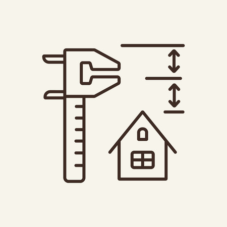 Measuring tool line icon. House, measurement tool on white background. Home interior concept. Vector illustration can be used for topics like interior, design, architectureのイラスト素材