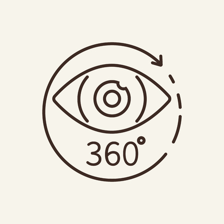 Virtual reality line icon. Eye in circle on white background. Mobile app concept. Vector illustration can be used for topics like technology, modern world, gadgetのイラスト素材