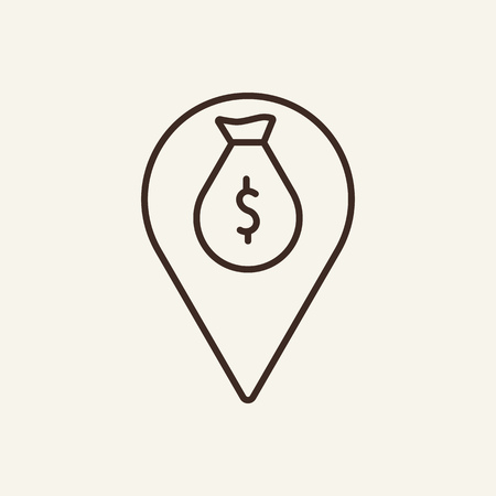 Money location line icon. Destination, pointer, navigation. Bank concept. Can be used for topics like service, investment, accountingのイラスト素材