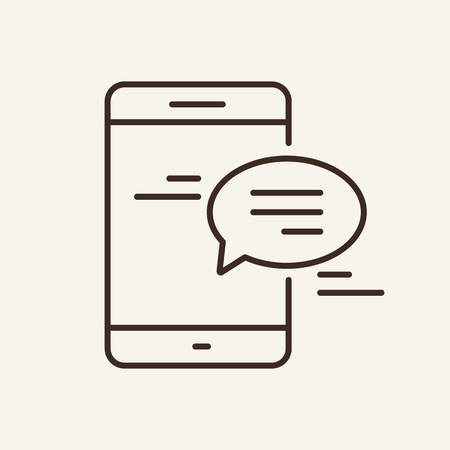 Mobile chatting line icon. Speech bubble, smartphone, message. Communication concept. Can be used for topics like social media, sms, networkingのイラスト素材