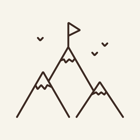Top line icon. Mountain, peak, flag. Business concept. Vector illustration can be used for topics like leadership, career, successのイラスト素材