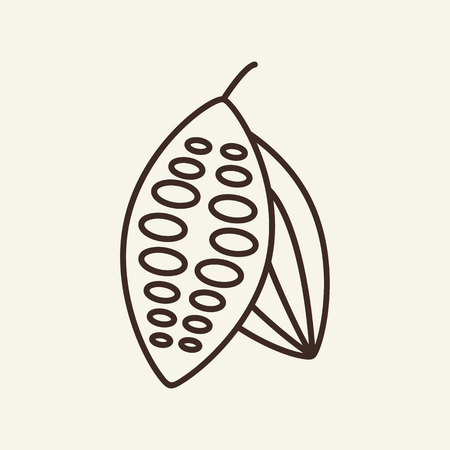 Cocoa bean line icon. Cacao, cooking, flavor. Aroma concept. Can be used for topics like confectionery, nutrition, harvestのイラスト素材