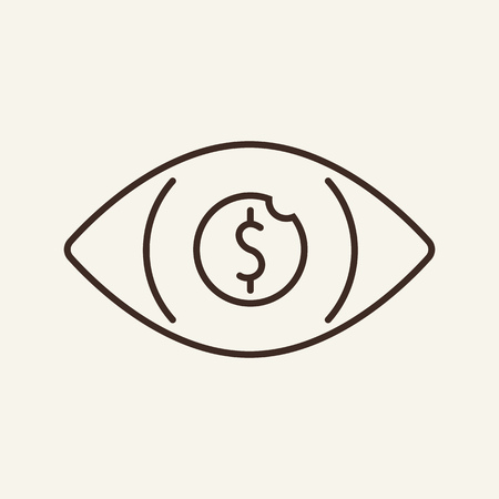 Money eye line icon. Vision, dollar, broker. Trade concept. Vector illustration can be used for topics like for stock exchange, brokerage, finance management, accountingのイラスト素材