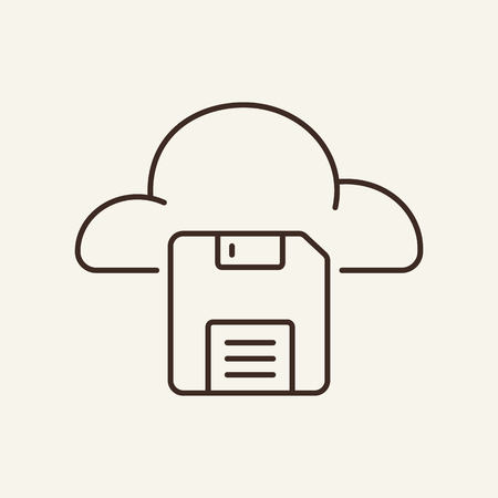 Save to cloud line icon. Floppy disk, network, archive.  Connection concept. Can be used for topics like cloud storage, backup, databaseのイラスト素材