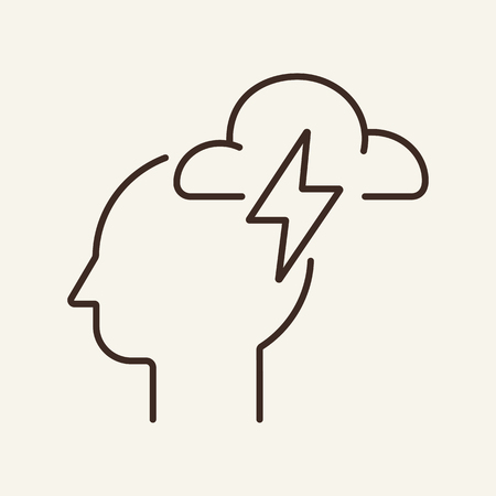 Brainstorming line icon. Migraine, headache, insight. Business concept. Vector illustration can be used for topics like healthcare, psychology, mental healthのイラスト素材