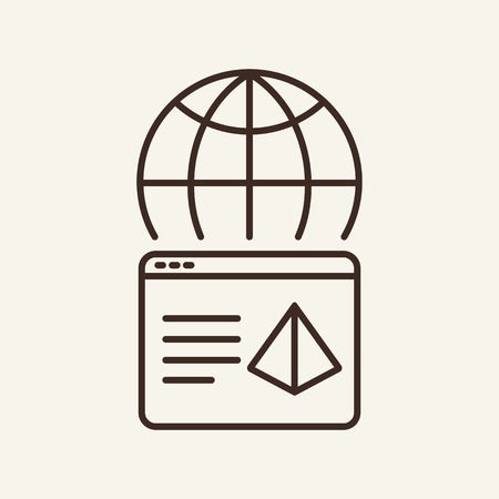 Software installation line icon. Search engine, global network, programming. Business concept. Vector illustration can be used for topics like internet, communication, IT supportのイラスト素材