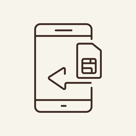 Sim card line icon. Memory card, SD card, insertion. Phone concept. Vector illustration can be used for mobile phones, interface, designのイラスト素材