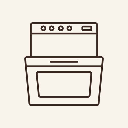 Electric cooker line icon. Open oven, stove, kitchen. Cooking concept. Vector illustration can be used for topics like domestic appliance, equipment, houseworkのイラスト素材