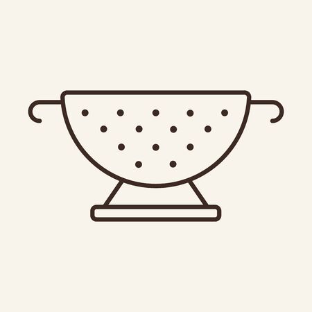 Colander line icon. Pasta strainer, sieve, accessory. Cooking concept. Vector illustration can be used for topics like kitchen, utensil, kitchenware, toolのイラスト素材