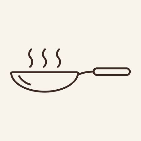 Fry line icon. Handle, steam, hot. Cooking concept. Vector illustration can be used for topics like kitchen, cookery, food, mealのイラスト素材