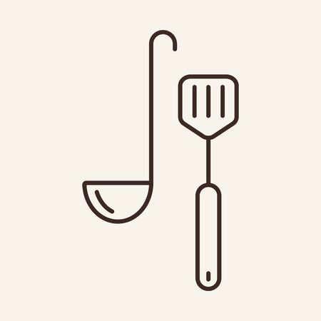 Ladles line icon. Spoon, handle cooking tool. Cooking concept. Vector illustration can be used for topics like utensil, kitchenware, chef, kitchenのイラスト素材