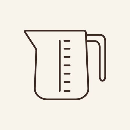 Measuring cup line icon. Pot, jug, handle, scale. Cooking concept. Vector illustration can be used for topics like utensil, household, kitchenware, kitchenのイラスト素材