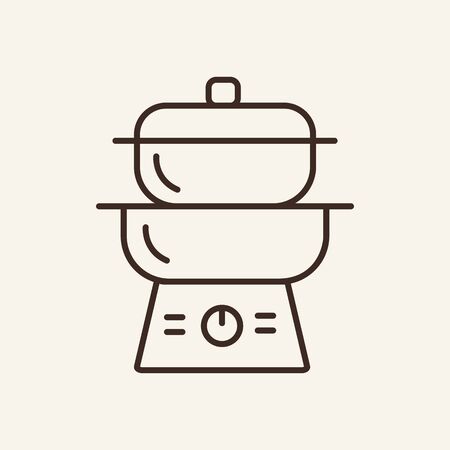 Steam cooker line icon. Pan, boiler, appliance. Cooking concept. Vector illustration can be used for topics like kitchen, domestic equipment, healthy food dietのイラスト素材