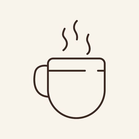 Hot drink cup line icon. Mug with steaming tea or coffee. Drink concept. Vector illustration can be used for topics like tea break, coffee shop, beverageのイラスト素材