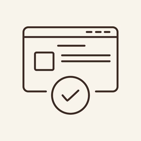Verifying site line icon. Website, verification, approved. Business concept. Vector illustration can be used for topics like workflow, communication, technology, business, informationのイラスト素材