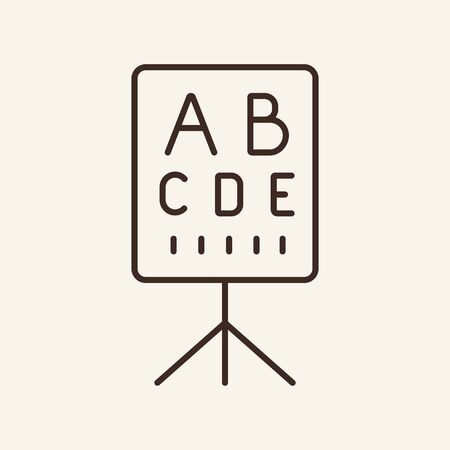 Vision test board line icon. Eyesight exam, check, chart. Medicine concept. Vector illustration can be used for topics like eye care, medical examination, eye doctor officeのイラスト素材
