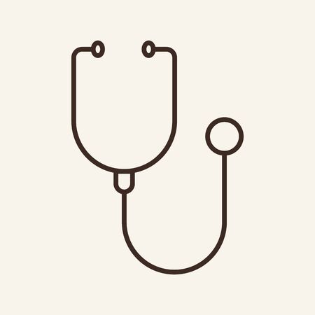 Stethoscope line icon. Physician device, doctor tool, medical kit. Medicine concept. Vector illustration can be used for topics like diagnosis, pediatrician, paramedicのイラスト素材
