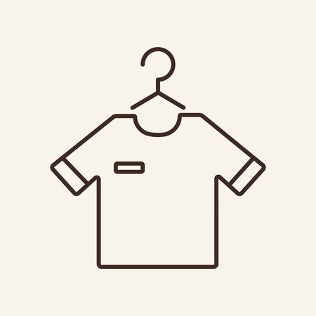 T-shirt on hanger line icon. Clothing store, teenage fashion, dry cleaning. Laundry concept. Vector illustration can be used for topics like service, shopping, clothingのイラスト素材