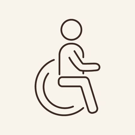 Disabled person line icon. Handicap, chair, wheelchair. Disability concept. Vector illustration can be used for topics like car parking, toilet, accessibilityのイラスト素材