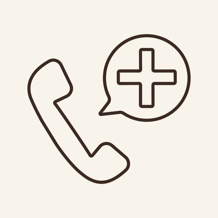 Ambulance call line icon. Telephone with medical cross in speech bubble. Medicine concept. Vector illustration can be used for topics like medical help, emergency, doctor contactのイラスト素材