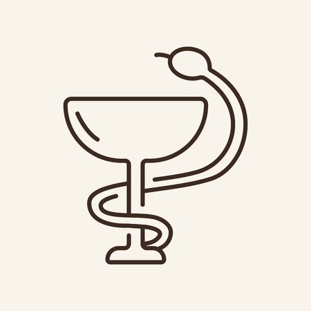 Medicine symbol icon. Snake with bowl, cup, spiral Medicine concept. Vector illustration can be used for topics like pharmacy, hospital, homeopathyのイラスト素材