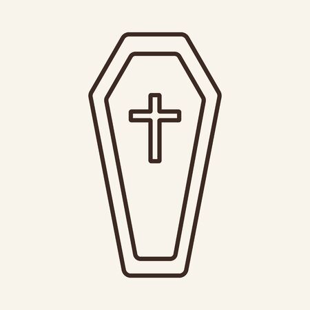 Coffin vector line icon. Graves, Halloween, attribute. Holiday concept. Vector illustration can be used for topics like holiday, Halloween, deathのイラスト素材