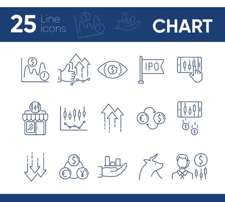 Chart line icon set. Profit, growth, ipo. Development concept. Can be used for topics like commerce, stock market, bankingのイラスト素材