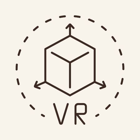 Virtual reality line icon. Cube, toy, design. 3D image concept. Can be used for topics like augmented reality, technology, innovationのイラスト素材