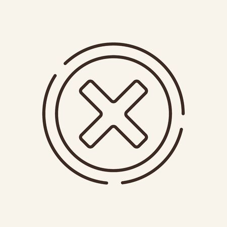 Prohibiting sign line icon. Cross, restriction, caution. Traffic concept. Can be used for topics like regulation, control, interface, denialのイラスト素材
