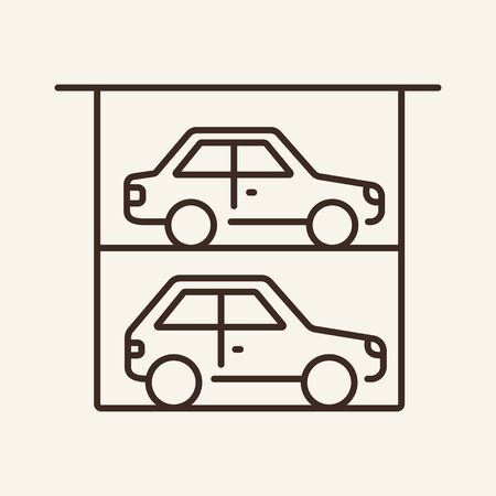 Two level parking line icon. Car, parking, car park. Public services concept. Vector illustration can be used for topics like service, technology, advertisingのイラスト素材