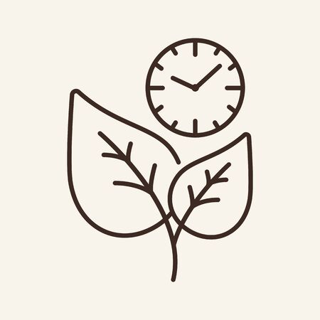 The time of growth line icon. Clock, time, plant. Eco concept. Vector illustration can be used for topics like ecology, environment, agricultureのイラスト素材