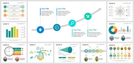 Colorful analysis charts set for presentation slide templates. Business design elements. Management concept can be used for annual report, advertising, flyer layout and banner design.のイラスト素材