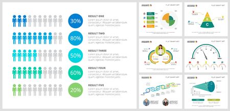 Colorful planning or strategy concept infographic charts set. Business design elements for presentation slide templates. Can be used for financial report, workflow layout and brochure design.のイラスト素材